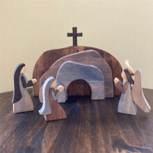 Estatua de Jesús Decoración Conjunto de Estatuas de Natividad de Madera Manualidades de Pascua