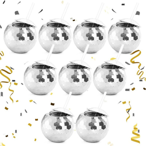 9 Bicchieri da Discoteca, Bicchieri da Discoteca da 20 OZ con Cannucce e Coperchio, Bicchieri da Cocktail Riutilizzabili con Sfera Flash per Feste Bar 1