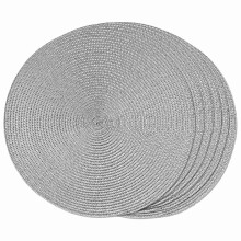 Round Braided Placemats Set of 6 Table Mats for Dining Tables Woven Washable Non-Slip Place Mats 15 Inch(Light Grey)