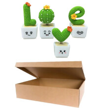 4Pcs Simulation Cactus Shaped Adornments Decorative Bonsai Prop Ins Valentine Gift Cactus Ornaments (Green)
