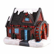 Jasność LED Light   Village House Scene Christmas DecorResin Christmas House Xmas Ornament A