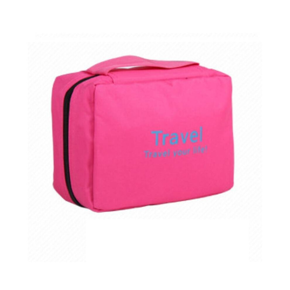 (Rose Red) Toiletry Hook Type Bag Large Capacity Portable Travel Storage Stylish And Simple