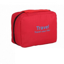(Red)Hook Type Toiletry Bag Large Capacity Portable Travel Storage Stylish And Simple