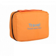(Orange)Hook Type Toiletry Bag Large Capacity Portable Travel Storage Stylish And Simple