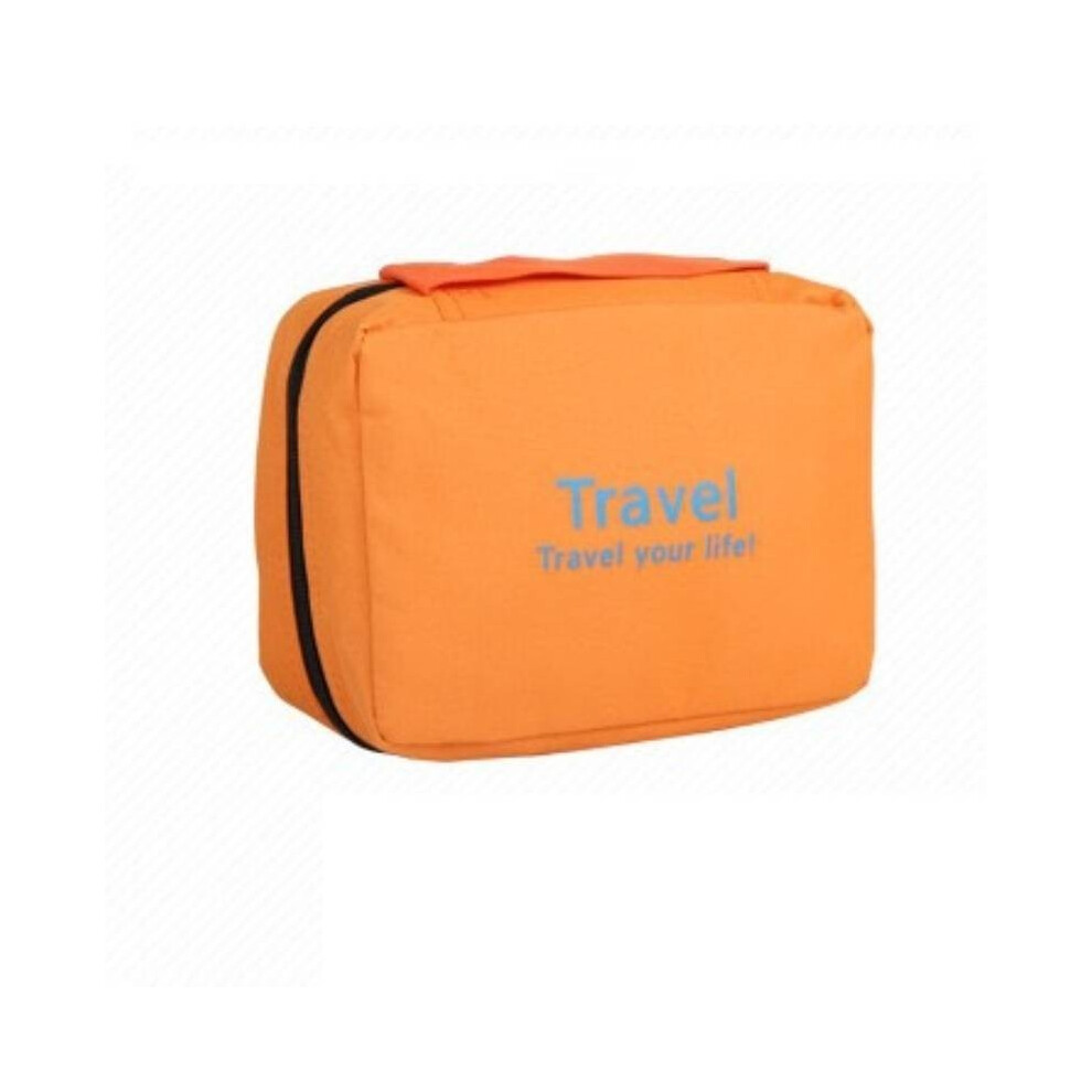 (Orange) Toiletry Hook Type Bag Large Capacity Portable Travel Storage Stylish And Simple