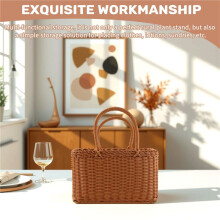 Cesta de la Compra para el Hogar Cesta de Verduras de Mano Cesta Tejida Decorativa Cesta de Arreglo Floral Bolsa de Picnic de Mimbre de ImitacióN