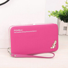 (HotPink)Portafoglio donna donna pelle borsetta lunga pochette scatola telefono porta carte