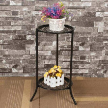 Suporte de Planta de Metal Elegante de Duas Camadas Suporte de Planta em Vaso Moderno Suporte de Vaso de Planta Alto para DecoraçãO Interior e