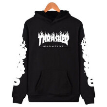 (Black White,XL)Men Women Thsher Hiphop Skateboard Sweatshirts Pullover Coat Hoodie Sweater