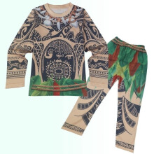 (110cm-Kids 4-5 Y,Multi-Color Long Sleeve)Us Moana Maui Enfants Garçon Tshirtpants Costume Cosplay Halloween Pyjamas Tenues