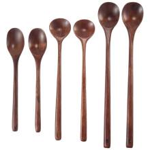 6 Piezas de Cucharas de Madera para Servir en la Cocina Cucharas de Sopa con Manejar Largo Cucharas de DegustacióN para Cocinar para Comer Mezclar y
