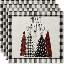 4PCS Xmas Trees Snow Christmas Placemats Winter Table Mats for Kitchen Dining Decoration N
