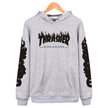 (Grey Black,M)Men Women Thsher Hiphop Skateboard Sweatshirts Pullover Coat Hoodie Sweater