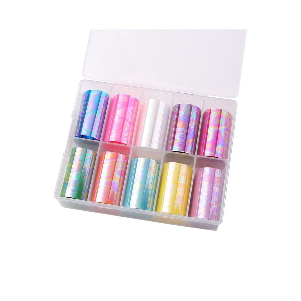 10 Rolls  Nail Foil Laser Nail Transfer Foil Holographic Nail Art Foil Decals for Nails Fingernail Stickers
