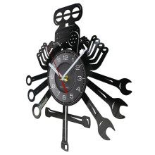 Personalized Car Repair Tools Wall Clock with LED Lights, Garage Wall Sign Decor Gift, Father'S Day Husband US Plug