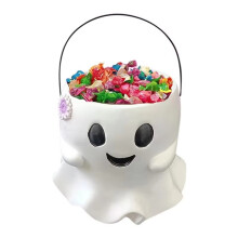 Jarrón con Forma Cubo Fantasma para Halloween, Cubos Golosinas para Fantasmas, Jarrón con Forma Cubo Fantasma para Halloween, para la Entrada, el