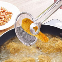 2-In-1-FilterlöFfel mit Clip, Grillfilter, Edelstahl-KüChenzange, FilterlöFfel mit Clip, Hot-Pot-Zange, Lebensmittelclip