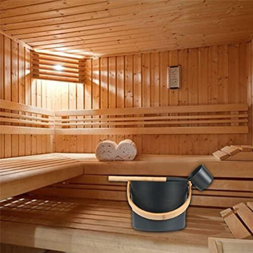 Finnischer Sauna-Aluminium-Eimer, LöFfelset mit Langem Griff, Sauna-Eimer, Badezimmer, Sauna-Dampfbad-ZubehöR 2