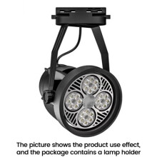 Lamp Bases Track Light Bracket Adjustable E27 PAR30 Spotlight Track Light Bracket for Commercial and Home Use Black