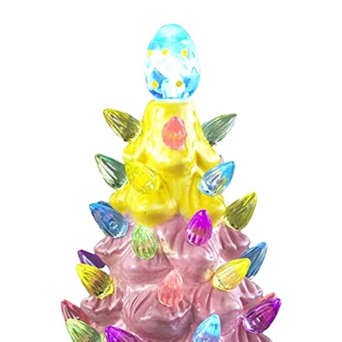Easter Decorations - Lighted  Gnomes Resin Easter Tree with Multicolored Lights -  Prelit Easter Holiday Decor 2