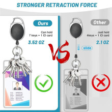 2 Pack ID Badge Holder with Retractable Badge Reel Clear Vertical ID Card Holder with Heavy Duty Carabiner Badge Reel