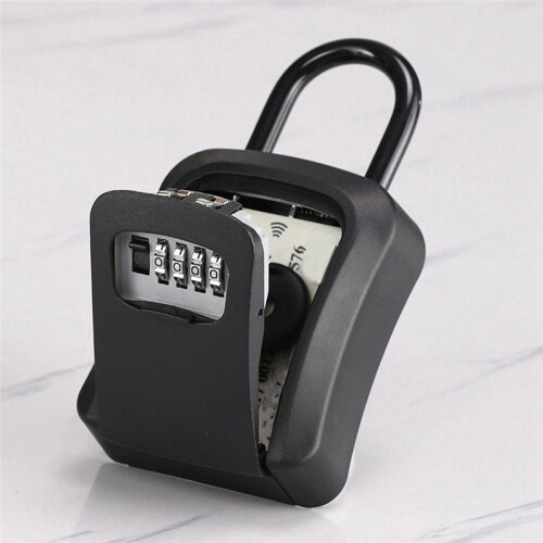 Outdoor Password Key Boxs Extended Locking Hook Steel Wire Hanging Key Storage Waterproof Key 4 Digit Code Box Black 2