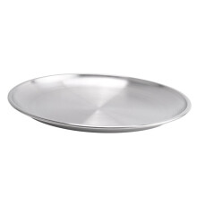 20cm Stainless Steel Bone Spitting Dish Silver Shallow Tray Metal Dining Disc Round Plate Dessert Tableware
