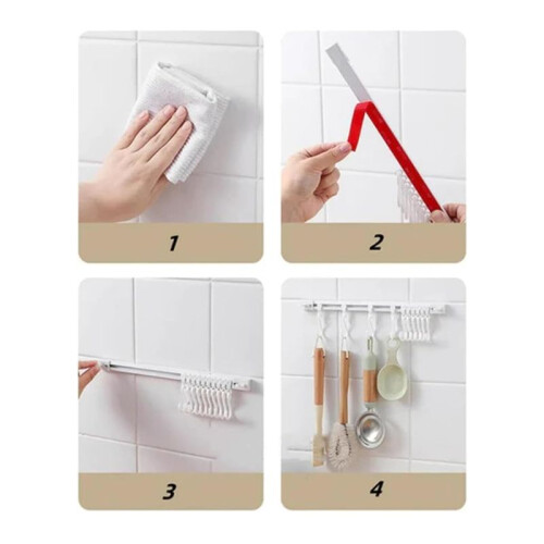 Multifunctional Slide Rail Hook, Adhesive Wall Hooks Rack, Space Saving Utensil Rack No Drilling Wall Mount Accessory 2