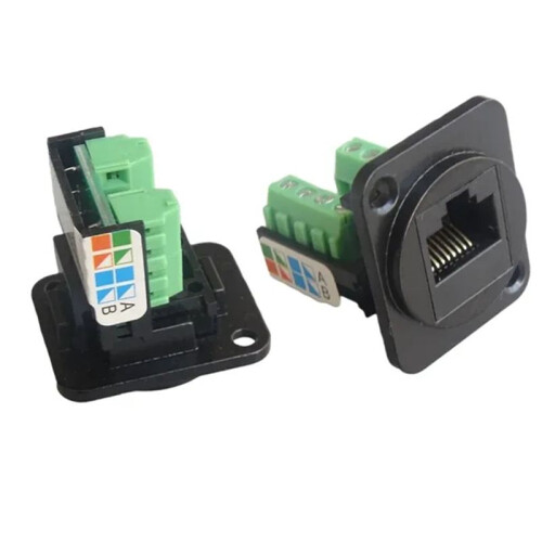 5 RJ45 CAT.5E Wiring Terminals Network Computer Modules with Fixing Nuts(Black) 1