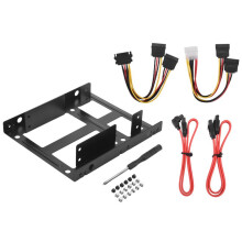 Dubbele SSD HDD-Montagebeugel 3,5 Tot 2,5 Inch Interne Harde Schijf Kit Kabels 2,5 Harde Schijf Naar 3,5 Bay Tray Caddy