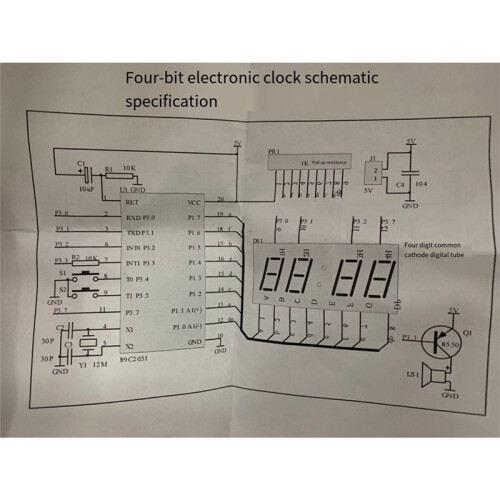 4-Digit Digital Electronic Clock Kit, Microcontroller Digital Clock, 4-Digit Digital Clock Kit, Electronic DIY Kit