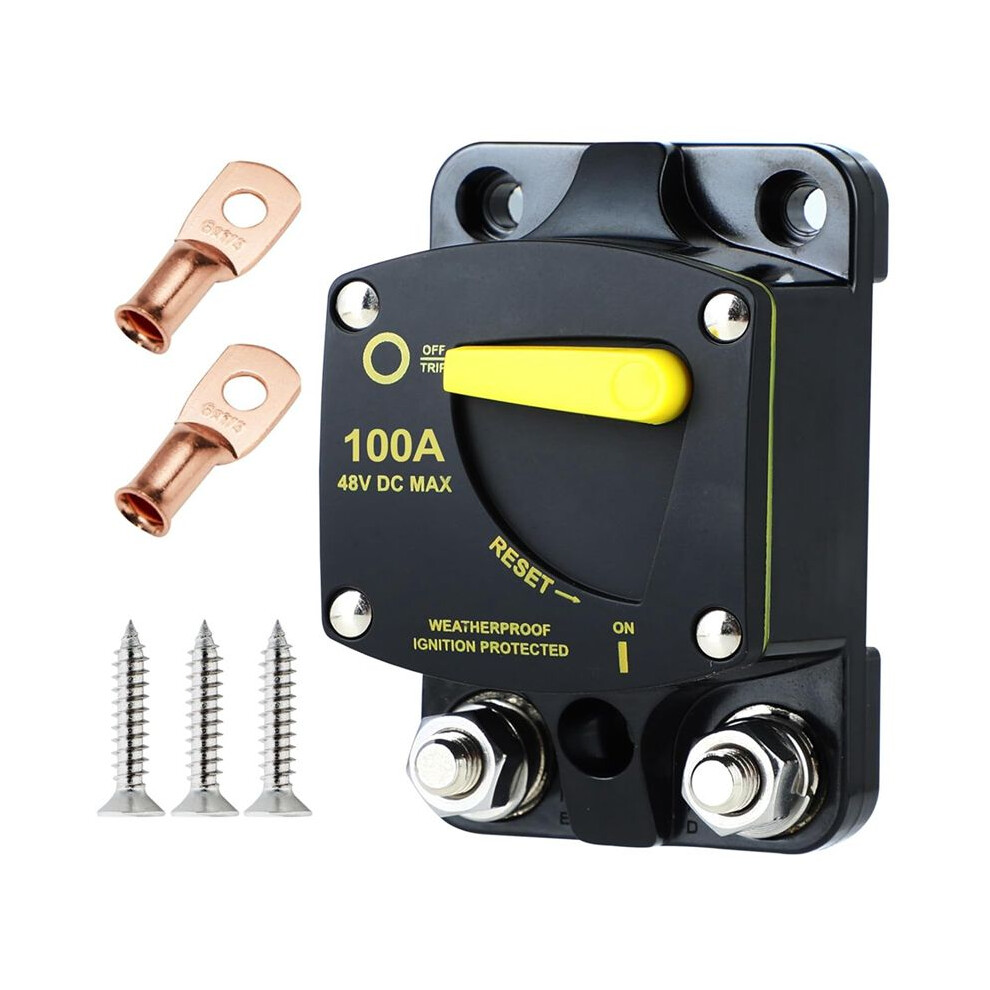 100 Amp Marine Circuit Breaker Resettable 100A With Manual Reset Button For Boat Trolling Rv Yacht, 12V - 48V 6031808910707