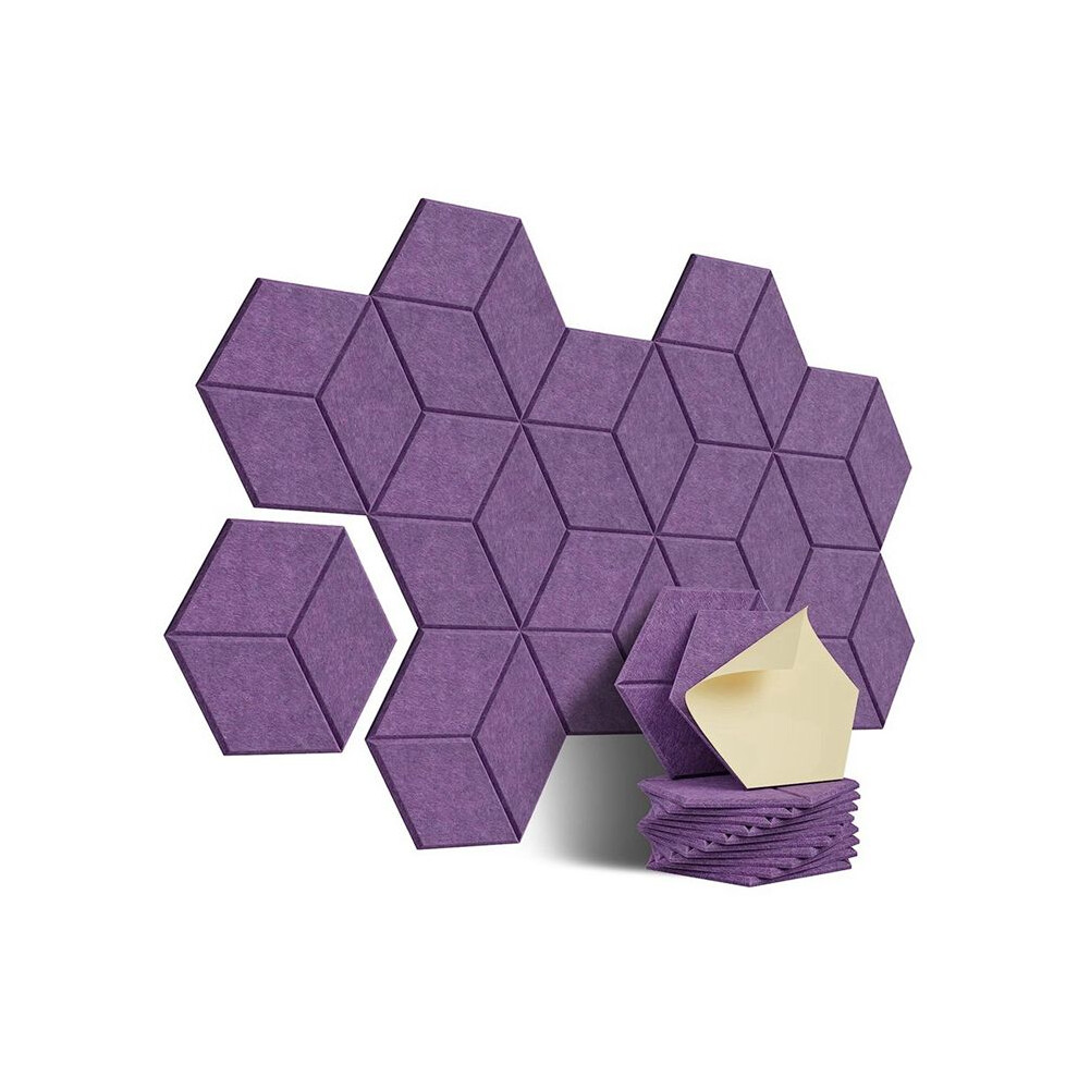 12Pcs Self-Adhesive Acoustic Panel Hexagon Y-Lined Sound Proof Panel Noise Insulation High Density Fireproof Wall Panels 6033584821635