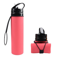 Rosa Faltbare 600-Ml-Wasserflasche Aus Silikon, Trinkbecher für Radfahrer, Tragbare, Bruchsichere Wasserflasche Aus Silikon