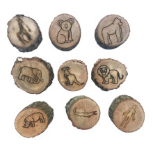 9 Stück Tierspuren-Stempelform, Tierfußabdrücke, Gravur Aus Holz, Kinderspielzeug, Schlammiger Boden, Schneefeld, Stufendruck, Wald