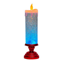 LED Christmas Candles Colour Changing LED Water Candle with Glitter Flameless LED Candle Lights Desk Table, Red