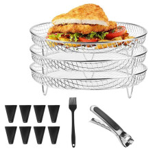 Air Fryer Rack Round 3 Layer Stackable Dehydrator Racks Stainless Steel Air Fryer Basket Tray Air Fryer Accessories