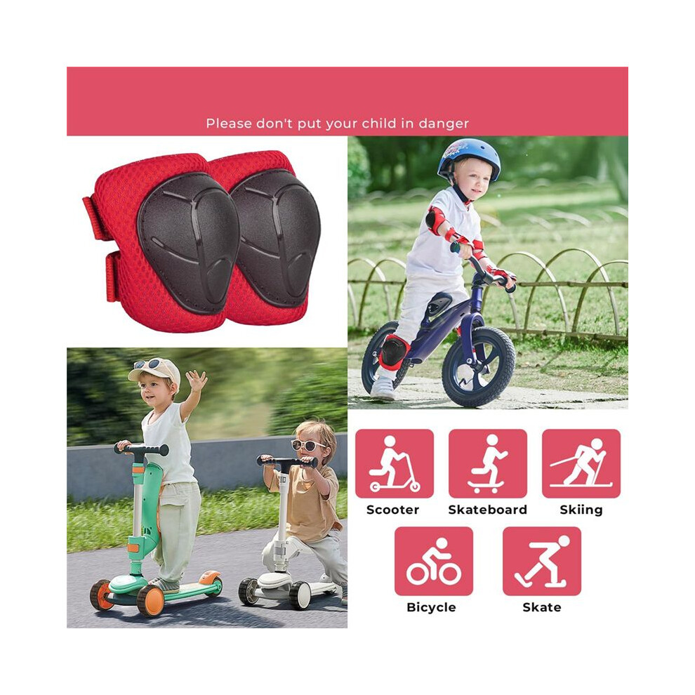 Knee Pads For Kids Elbow Pads Set Toddler Protective Gear Knee Pads For Girls Boys With Wrist Guards Red 4852693595204