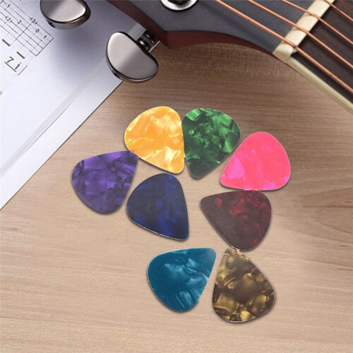 100 St Gitarrspel, 0,46 mm Tjocka Celluloidgitarrplektrum för Bas, Akustiska Gitarrer 30X26MM 2