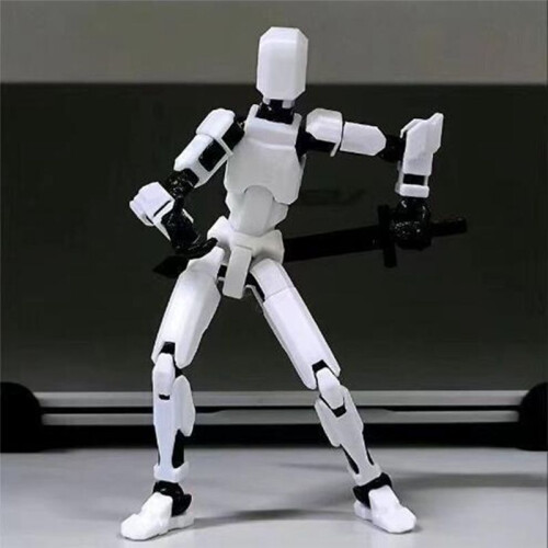 Robot Action Figure, 3D Printed with Full Articulation for Stop Motion Animation White 2