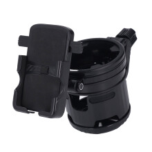 Porta vasos para bicicleta con soporte para teléfono, plegable, 3 en 1, aluminio duradero, negro