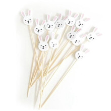 Palitos de Coquetel de Coelho, Palitos Decorativos de Coelho de Madeira para Aperitivos, Suprimentos para Festas Palitos de Bebida