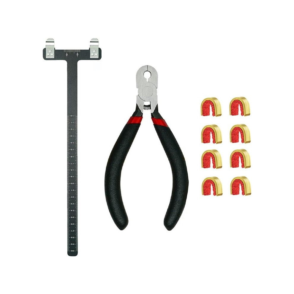Bow String Nocking Points Set With T Square Ruler Nocking Buckle Pliers And 8Pcs Nocking Buckle Set, Black 6032990656466