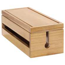 Cable Management Box Wooden Cord Organizer Box for Extension Cord Power Stripe Surge Protector Wire (Wood Color)