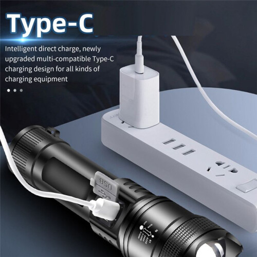 Led Flashlight P70 Torch Powerful Zoom Telescopic Flashlight Portable Lantern Long Lasting Rechargeable Camping Lamp 2
