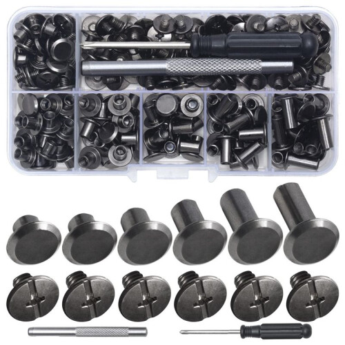Chicago Screw Leather Rivets Assorted Screw Rivets M5 Chicago Binding Screws for Decorating PU  Belts(110PCS) B