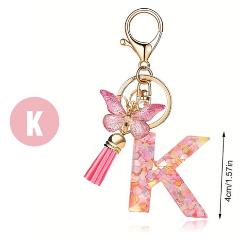 F Type Mode Roze Letter Sleutel Kristal Epoxy Dameshanger 1