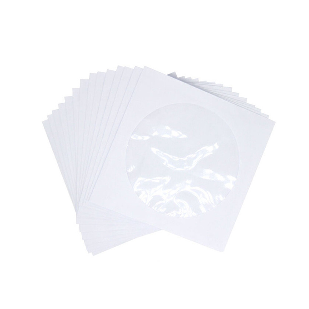 Cd Dvd Sleeves, Dvd Cd Media Paper Envelop Sleeves Holder With Clear Window Close Flap Pack Of 100 White 4712279338383