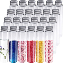 24 St 110 Ml Provrör, Genomskinliga Plastprovrör med Kapsyler, Plattbottnade Badsaltbehållare för Godis, Gummibollsgodis