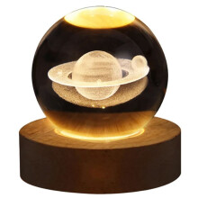 Valentines Day Gift Crystal Lamp 3D Planet Moon Lamp USB LED Night Light,A